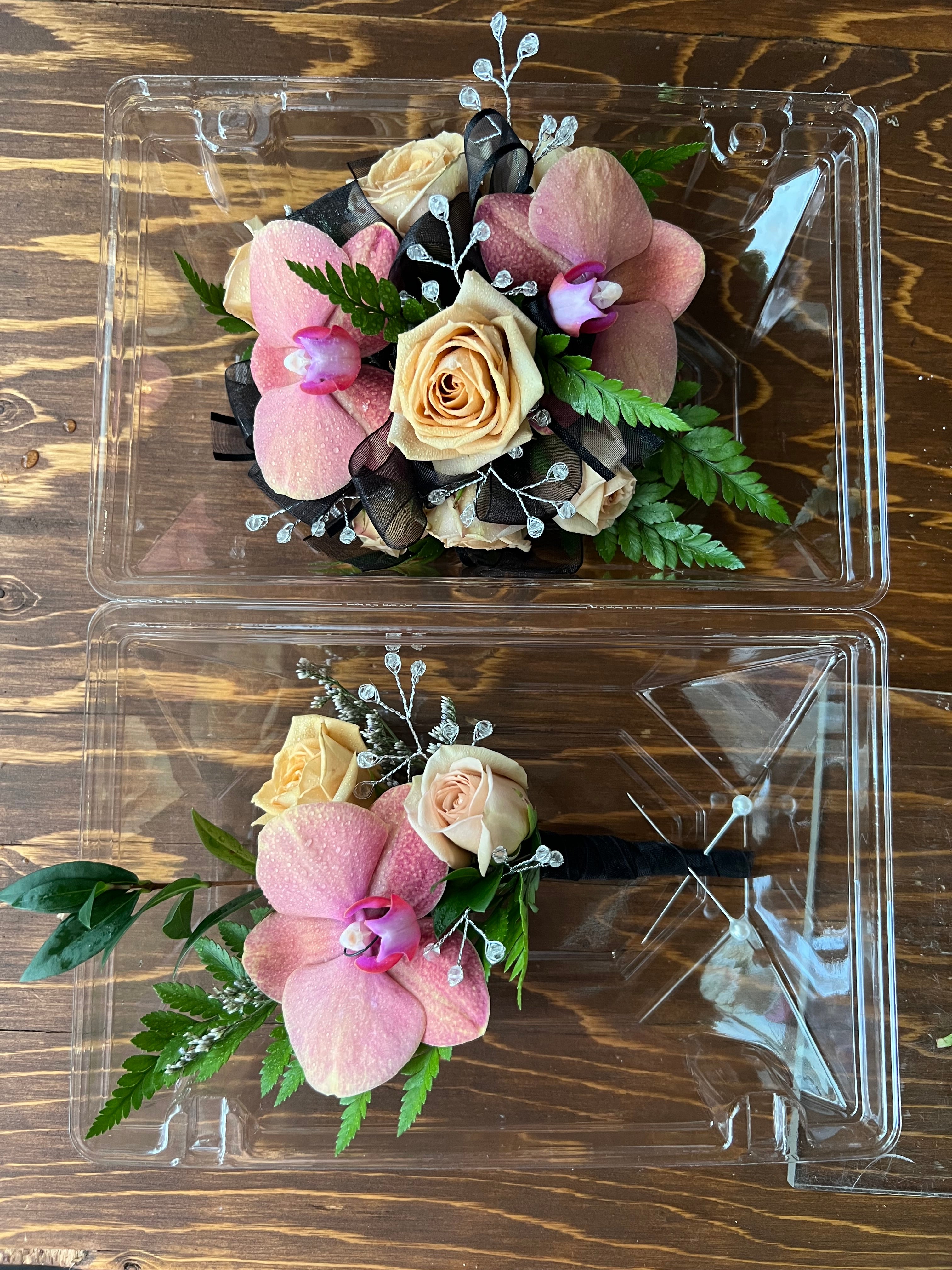 Gold and Black orchid Prom set