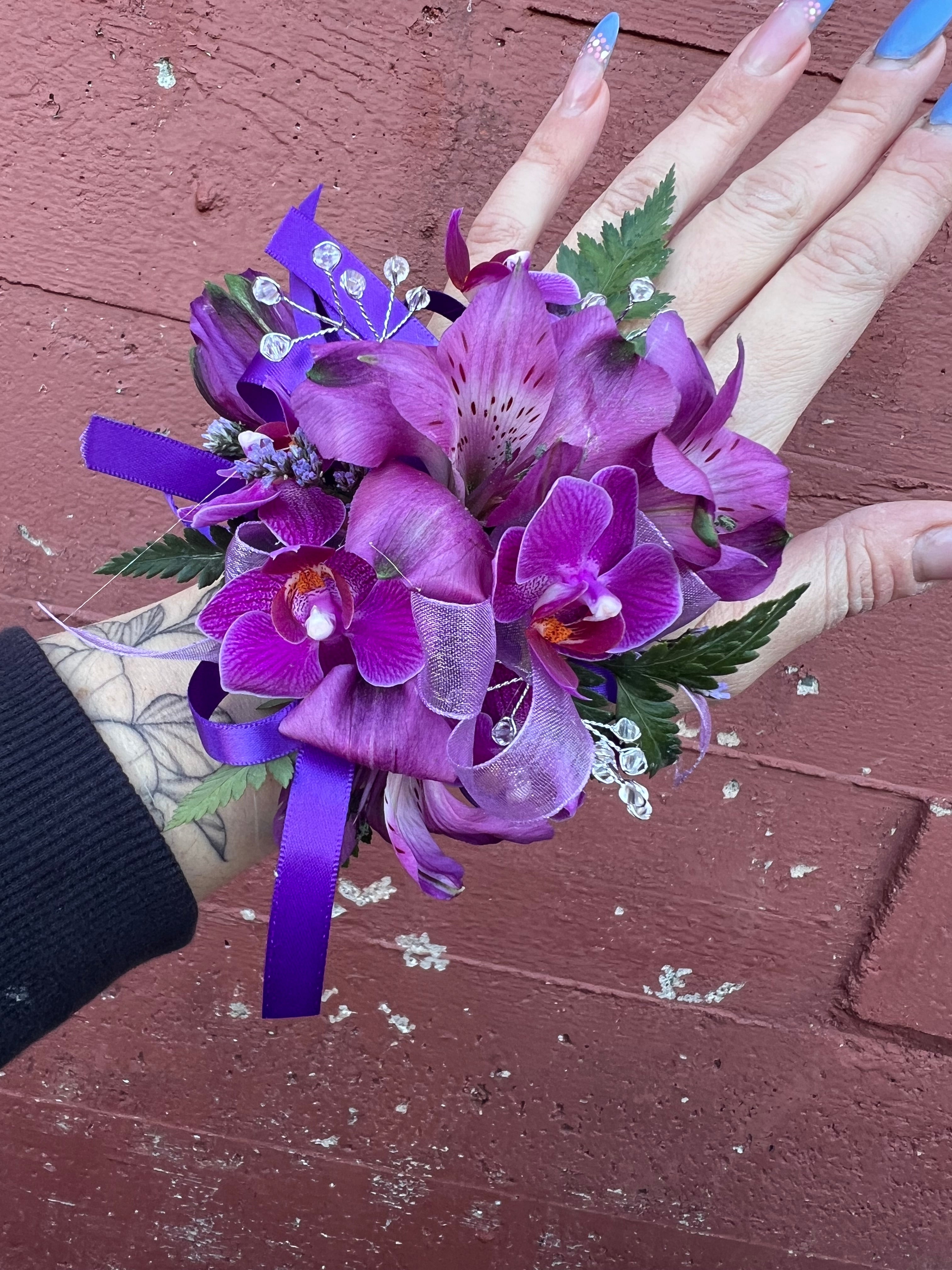 Purple orchid prom set