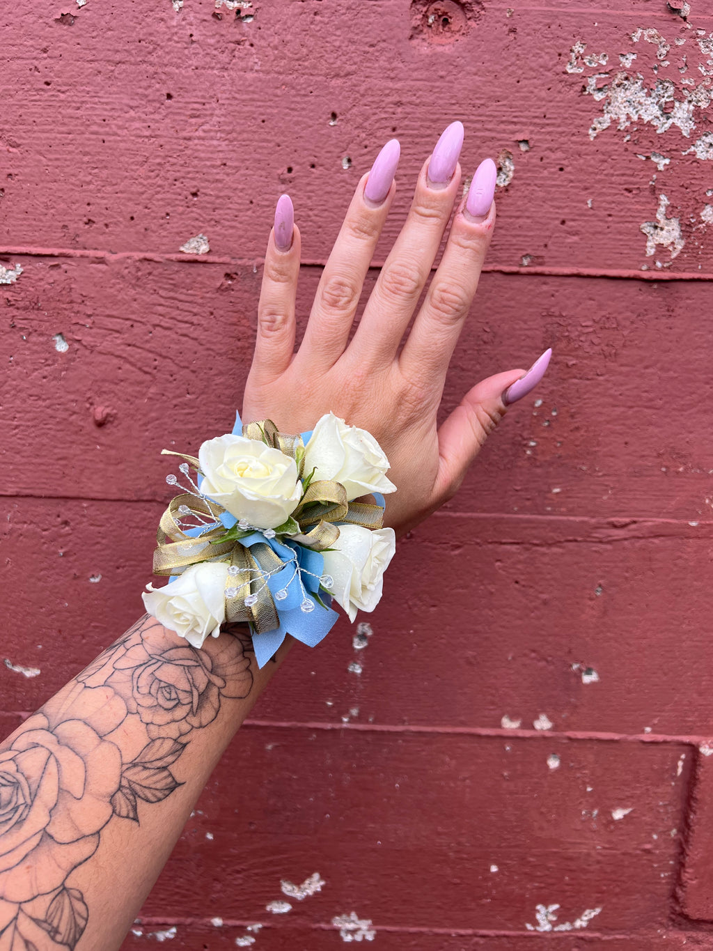 Light Blue and Gold Prom set
