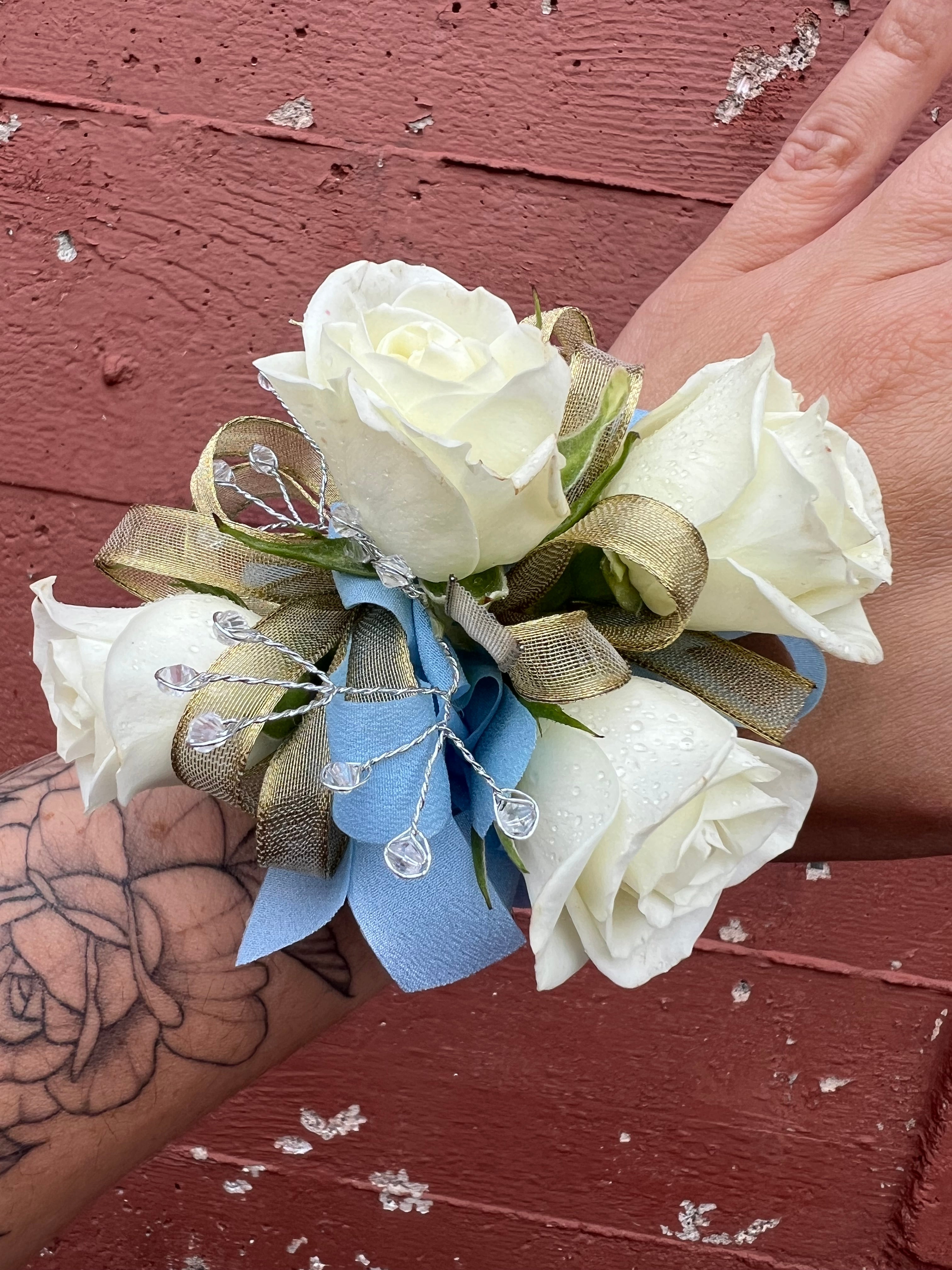 Light Blue and Gold Prom set