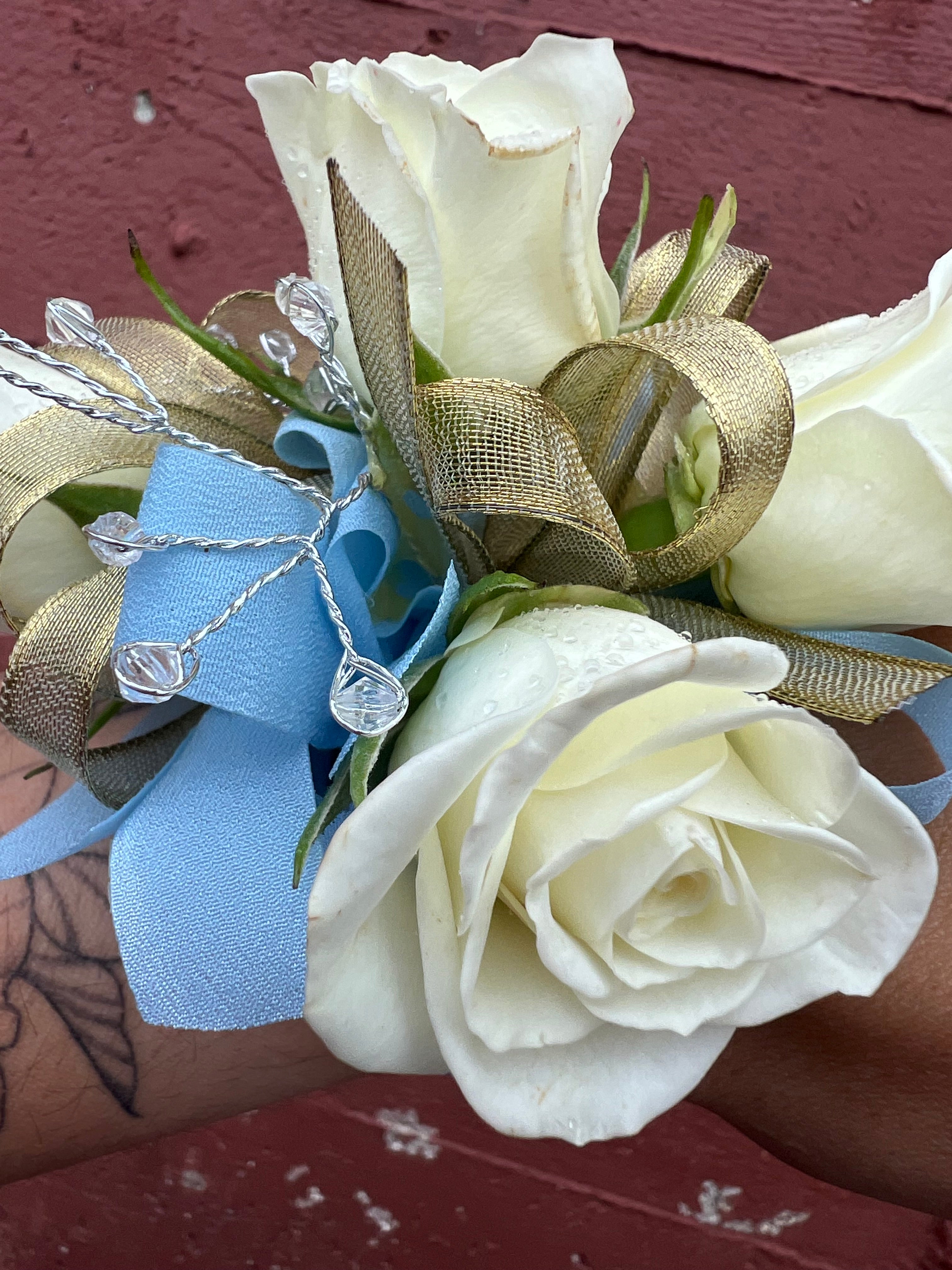 Light Blue and Gold Prom set