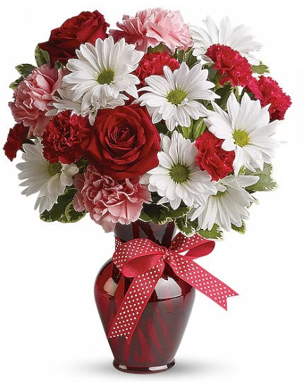 Hugs and Kisses Bouquet with Red Roses