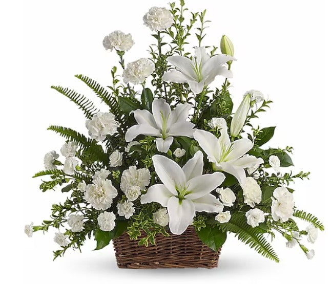 Peaceful White Lilies Basket